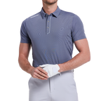 Men's imported striped short-sleeved shirt (blue-grey)