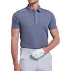 Men's imported striped short-sleeved shirt (blue-grey)