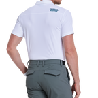 メンズ細ストライプ半袖シャツ（白）