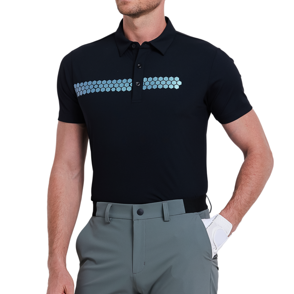 メンズ ピンストライプ 半袖シャツ（ブラック）