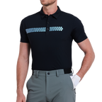 メンズ ピンストライプ 半袖シャツ（ブラック）