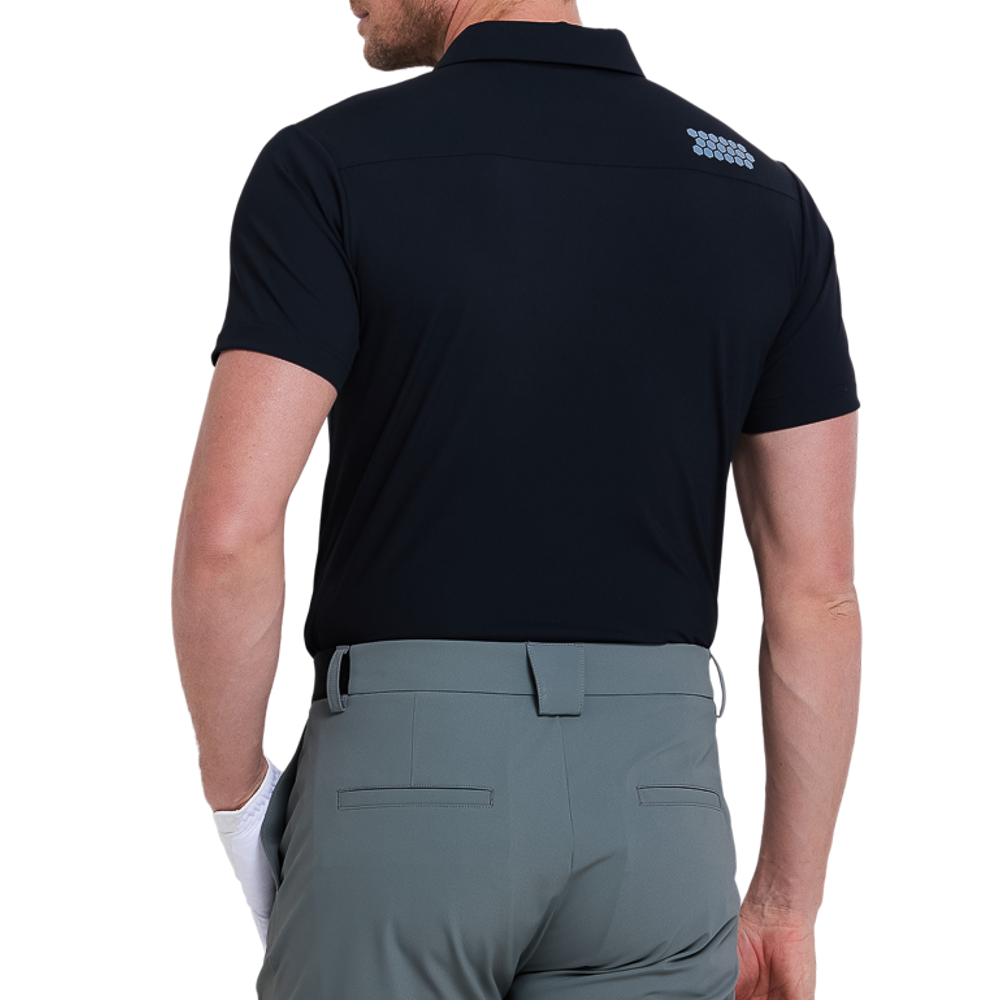 メンズ ピンストライプ 半袖シャツ（ブラック）