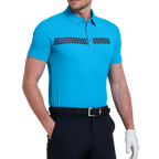 メンズ細ストライプ半袖シャツ（シアン/ブルー）