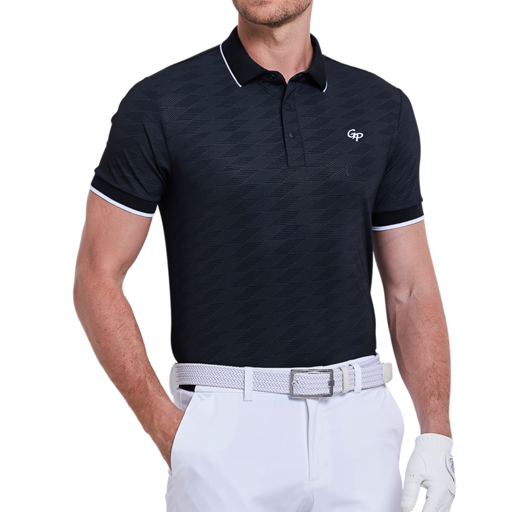 メンズ アイスフィール ジャカード 半袖Tシャツ（ブラック）