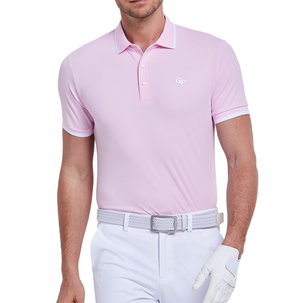 メンズ アイスフィール ジャカード 半袖Tシャツ（ピンク）