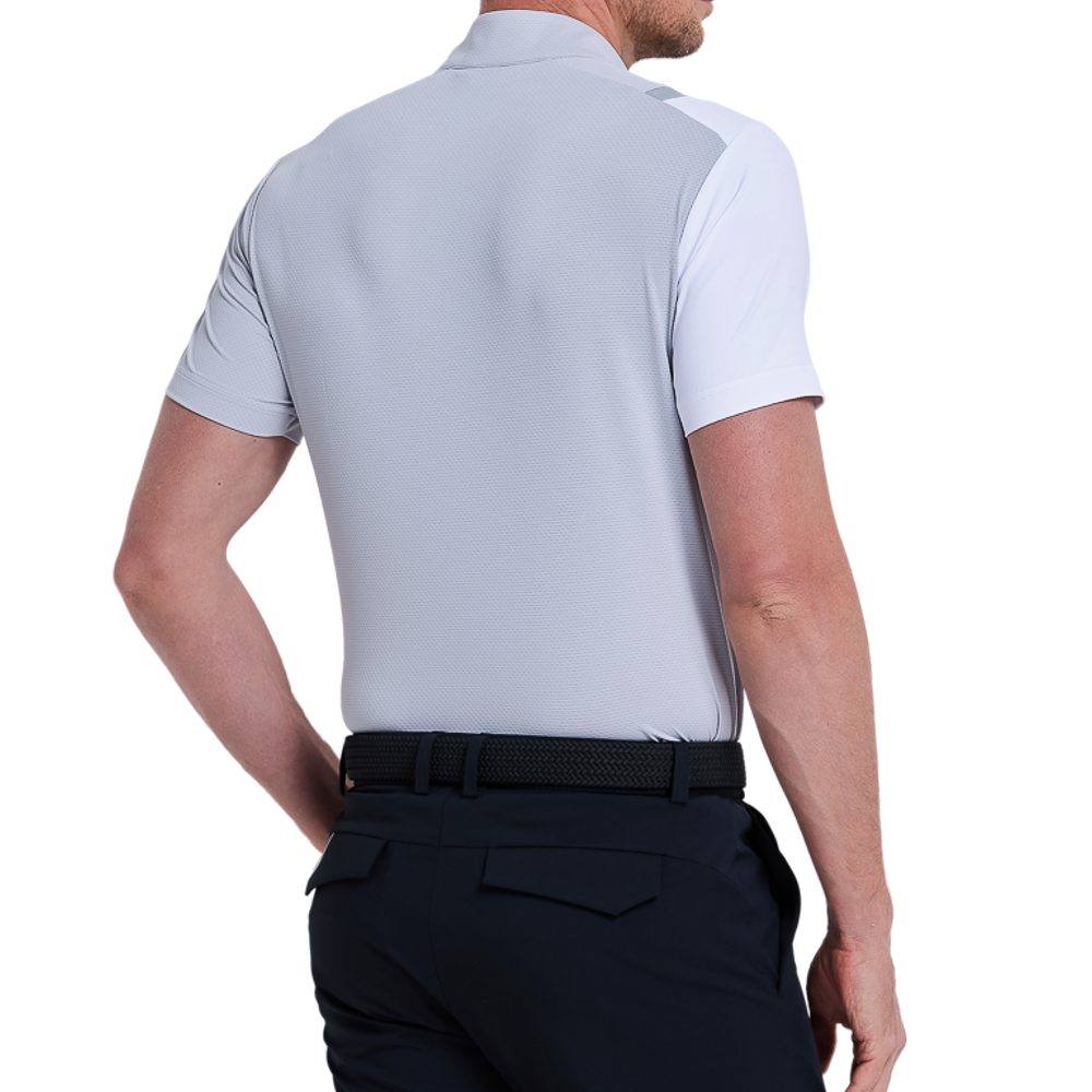 メンズチェック柄通気性半袖シャツ（ライトグレー）