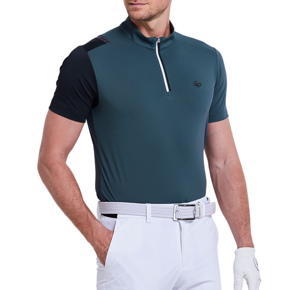 男方格透氣短袖(墨綠)