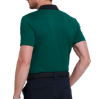 Men's color-blocked collar cool-feel short-sleeved shirt (dark green)