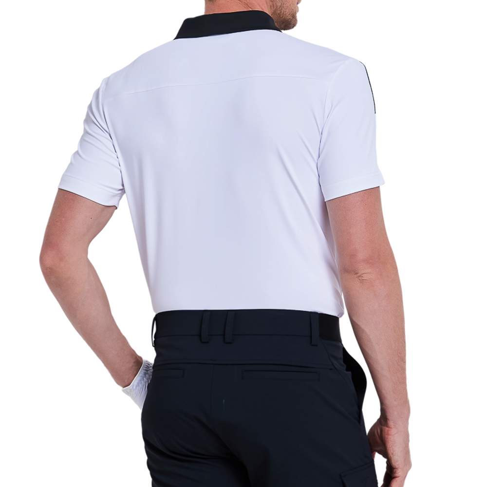 メンズ カラーブロックカラー クールタッチ 半袖シャツ（ホワイト）