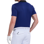 Men's color-blocked collar cool-feel short-sleeved shirt (royal blue)