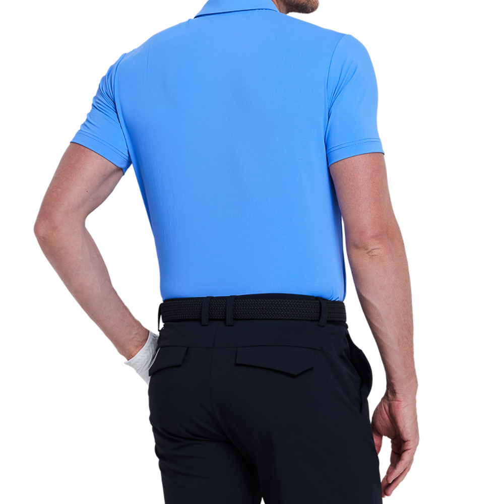 Men's color-blocked shoulder short-sleeved shirt (turquoise blue)
