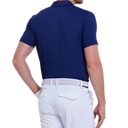 メンズカラーブロックショルダー半袖シャツ（ロイヤルブルー）