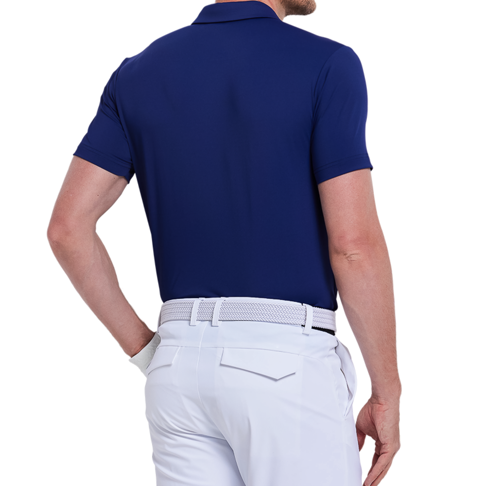 Men's color-blocked shoulder short-sleeved shirt (royal blue)