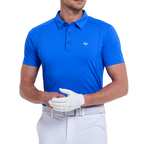 上質なビーズ生地を使用したメンズ半袖シャツ（ブルー）