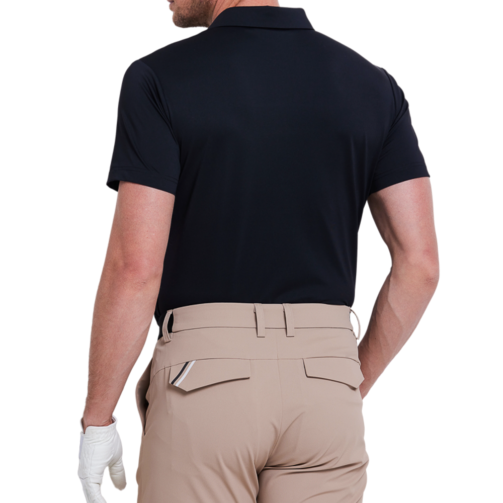 Men's short-sleeved shirt with fine beaded fabric (black)