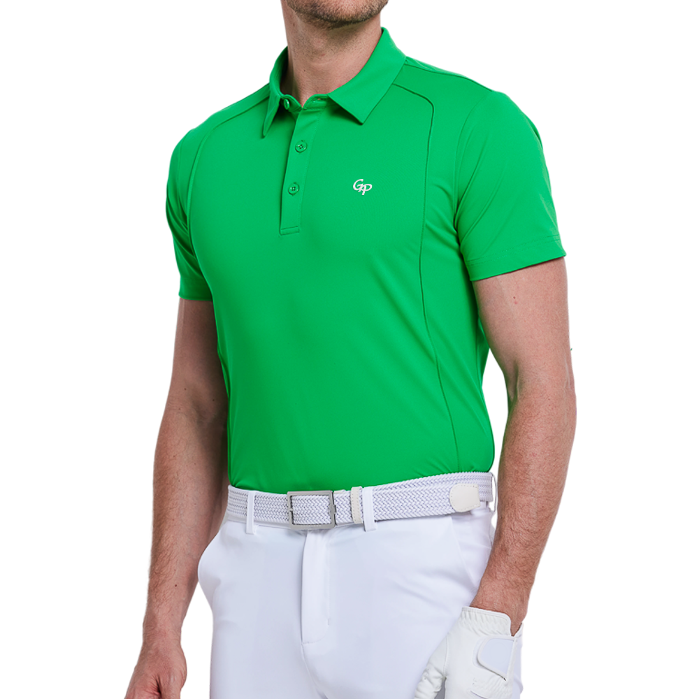 Men's short-sleeved shirt with fine beaded fabric (grass green)