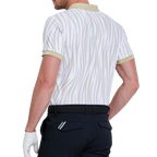 Men's colorful striped printed short-sleeved shirt (khaki)