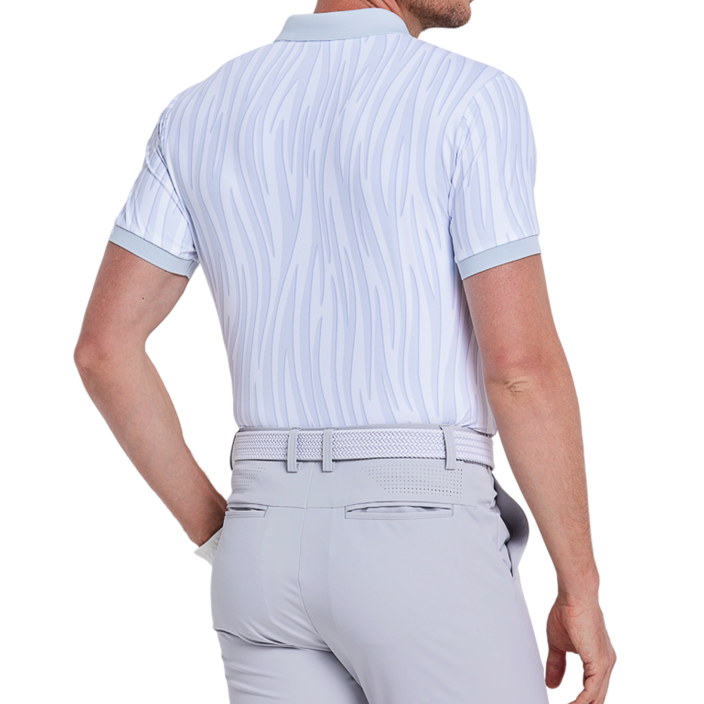 Men's colorful striped print short-sleeved shirt (light gray)