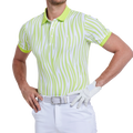 Men's colorful striped printed short-sleeved shirt (light green)