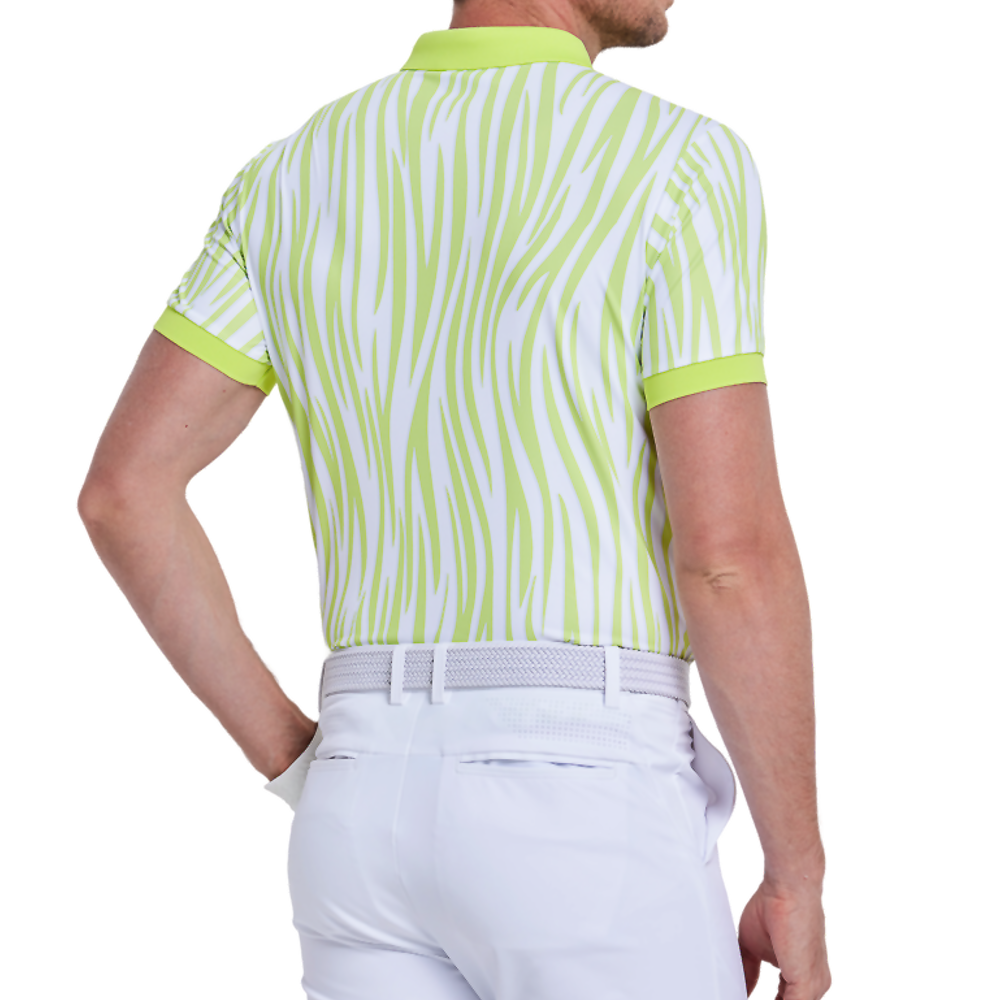 Men's colorful striped printed short-sleeved shirt (light green)
