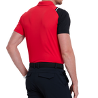 Men's color-blocked shoulder short-sleeved shirt (red)