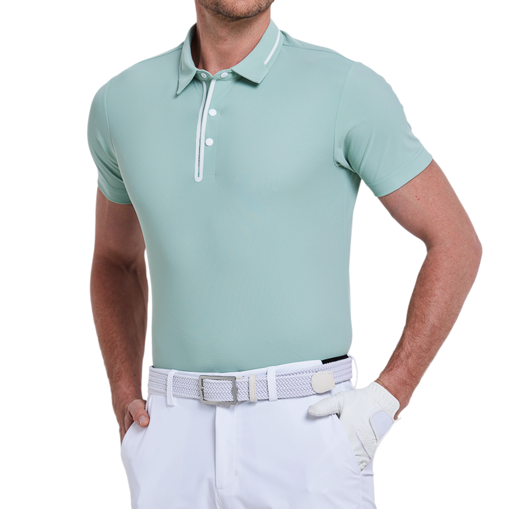 メンズ マカロン 半袖Tシャツ（エメラルドグリーン）