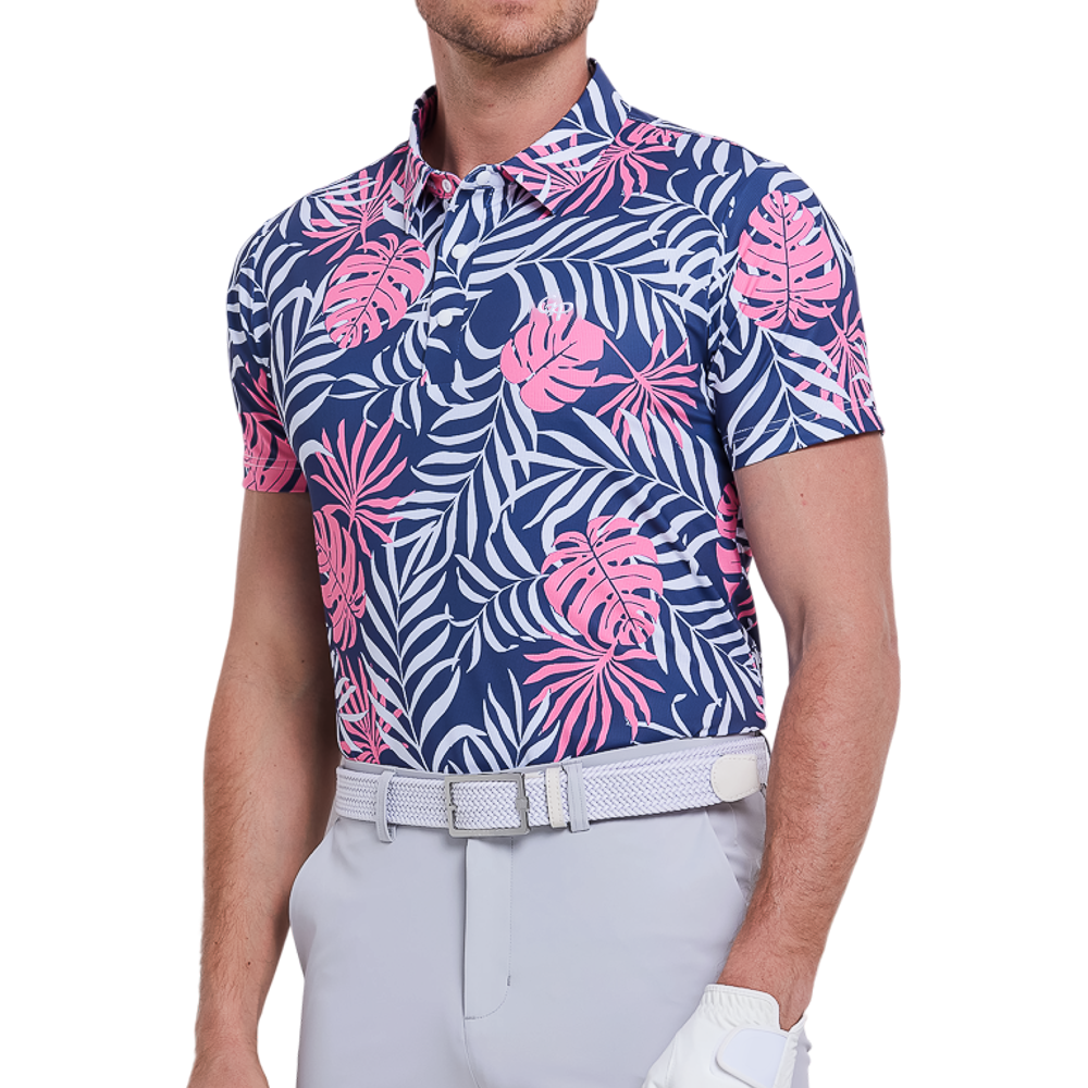 男性有名人コングの通気性プリント半袖シャツ（ロイヤルブルーとマゼンタ）