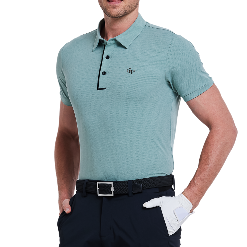 メンズ SORONA ドライ＆通気性 半袖Tシャツ（グレーグリーン）