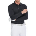 メンズ高密度襟付き長袖シャツ（ブラック）