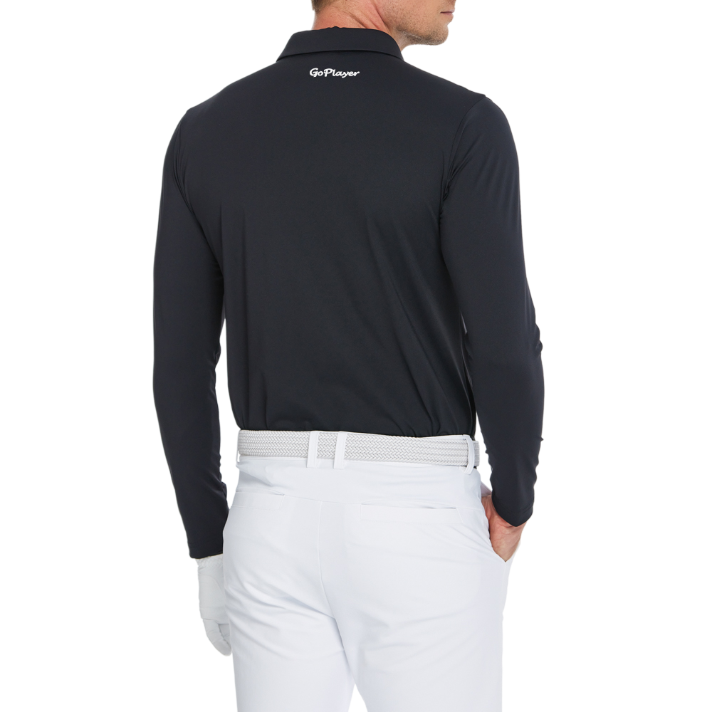 メンズ高密度襟付き長袖シャツ（ブラック）