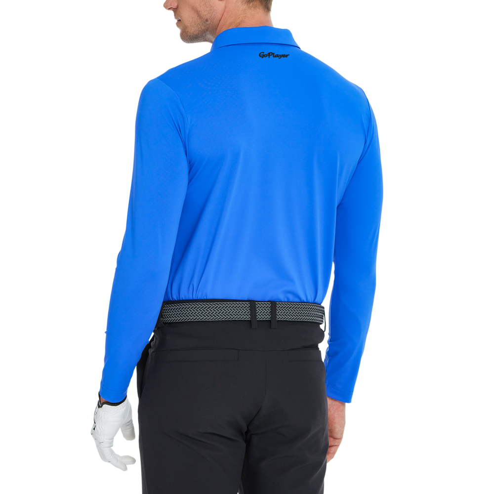 メンズ高密度襟付き長袖シャツ（ブルー）