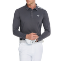メンズ シルケットフリース 長袖 襟付き Tシャツ (グレー)