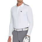 男絲光磨絨翻領長袖(白)