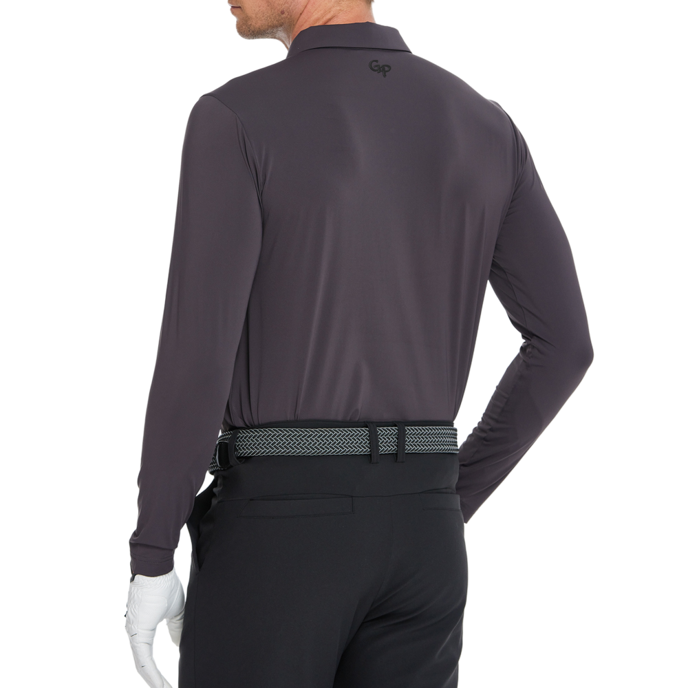 メンズ クールフィール 長袖ポロシャツ（ダークブラウン/グレー）