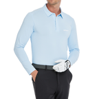 男涼感翻領長袖(冰清藍)