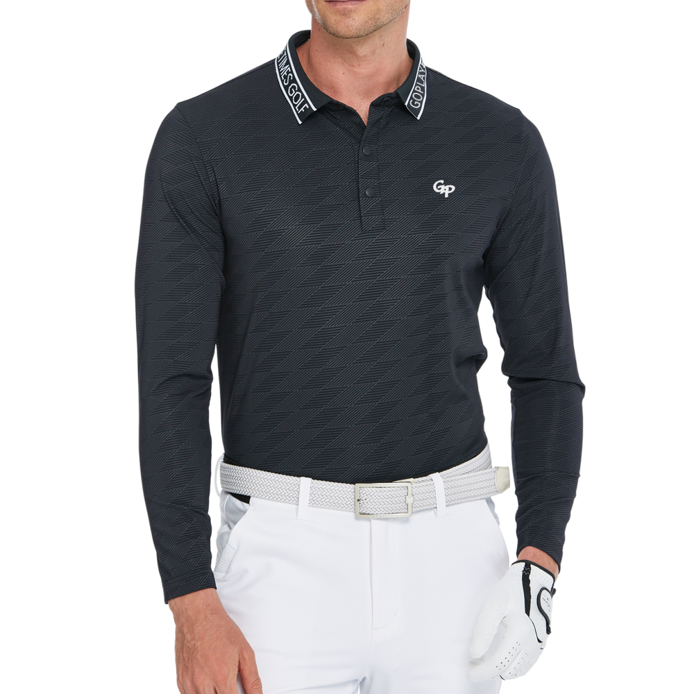 メンズ ダイヤモンド柄 ニット ジャカード 長袖 トップス (ブラック)