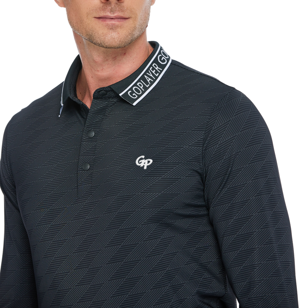 メンズ ダイヤモンド柄 ニット ジャカード 長袖 トップス (ブラック)