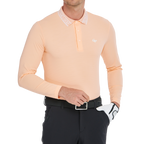 男菱格針織提花長袖(橘)