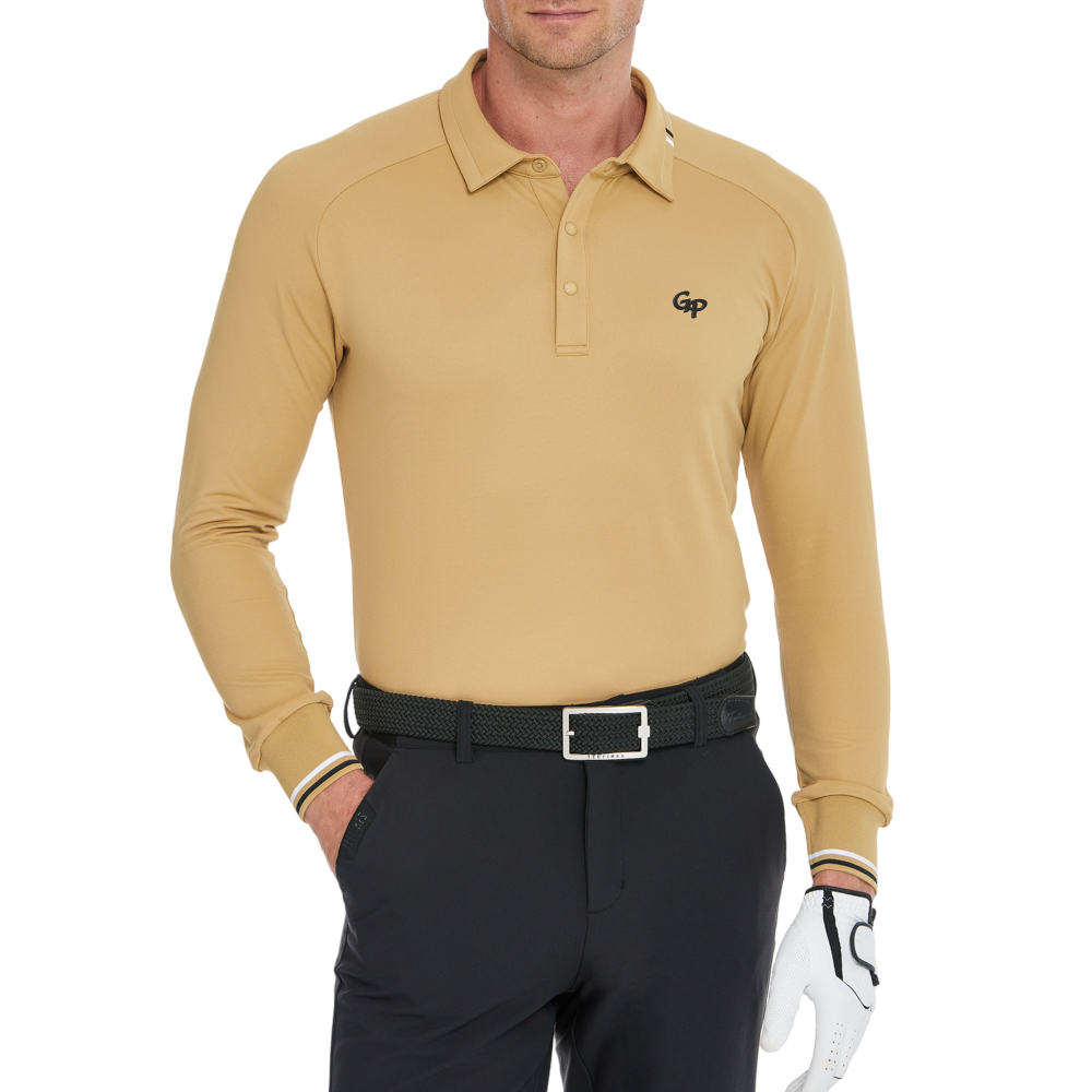 メンズ ソフトグロス 長袖 襟付きトップス（タオ・フアン）