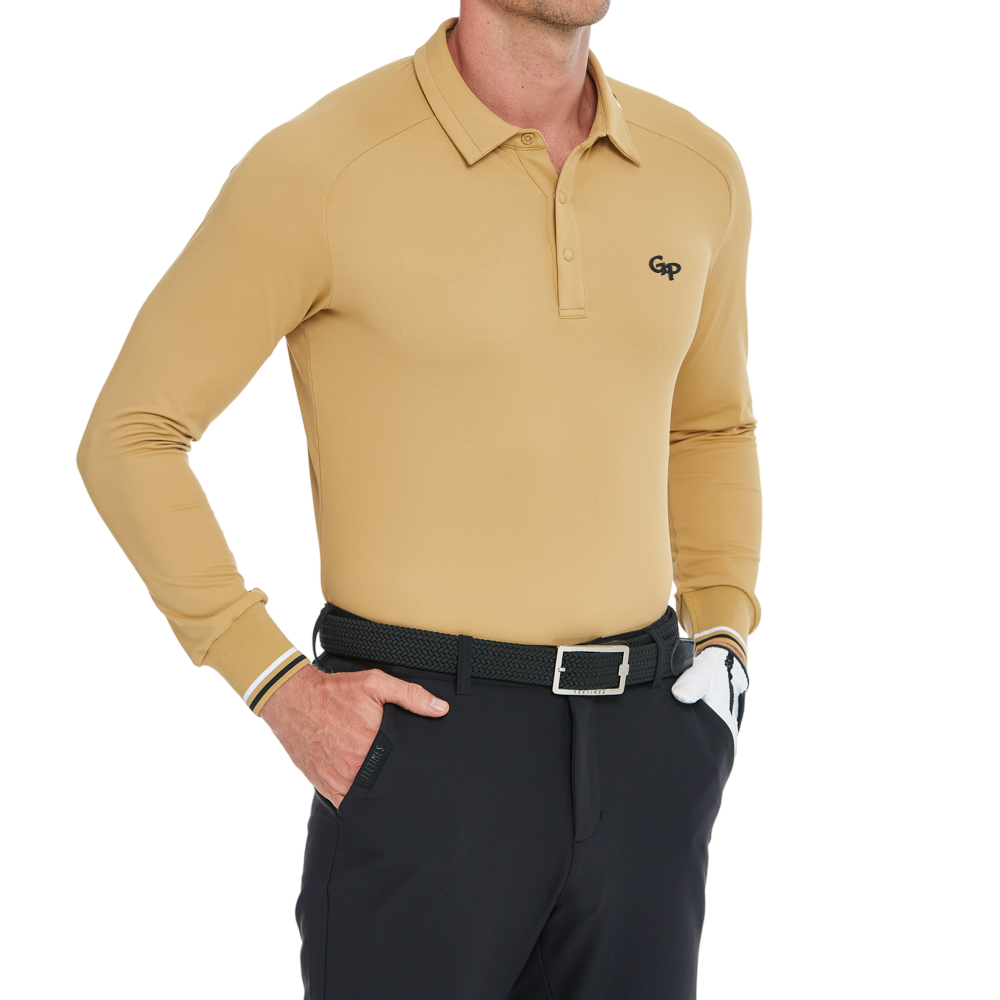 メンズ ソフトグロス 長袖 襟付きトップス（タオ・フアン）