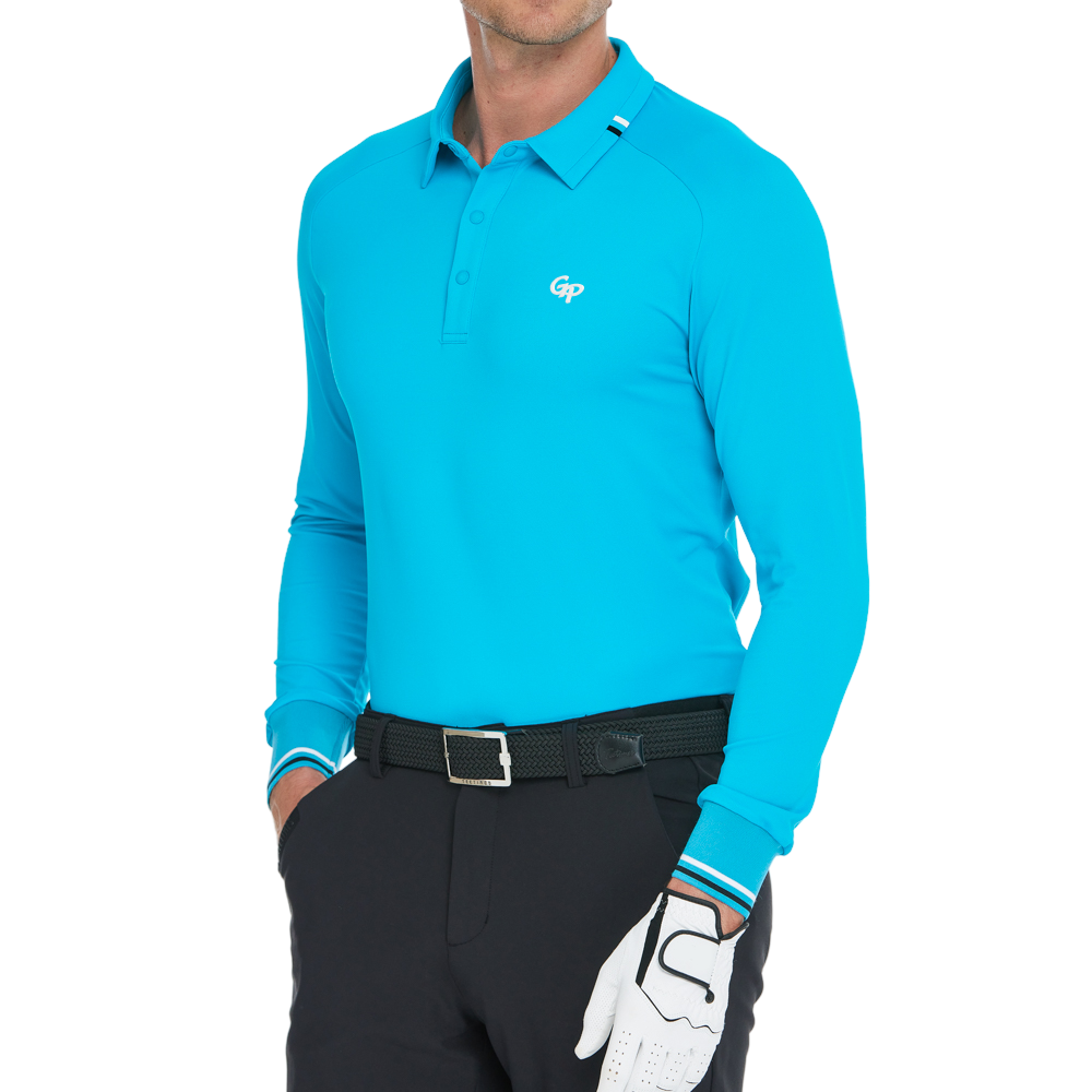 メンズ ソフトライトラペル ロングスリーブ トップス (ターコイズブルー)