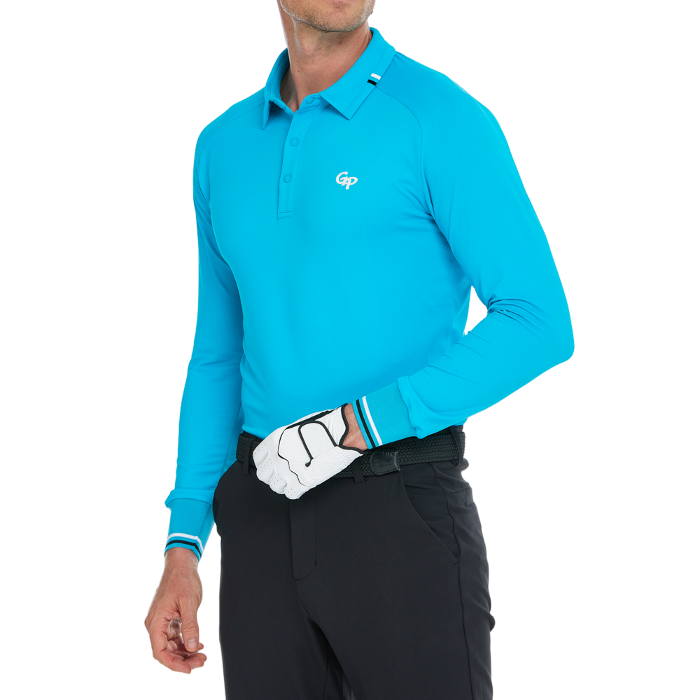 メンズ ソフトライトラペル ロングスリーブ トップス (ターコイズブルー)