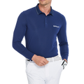 メンズ ダークパターン ジャカード ポロカラー 長袖 (ロイヤルブルー)