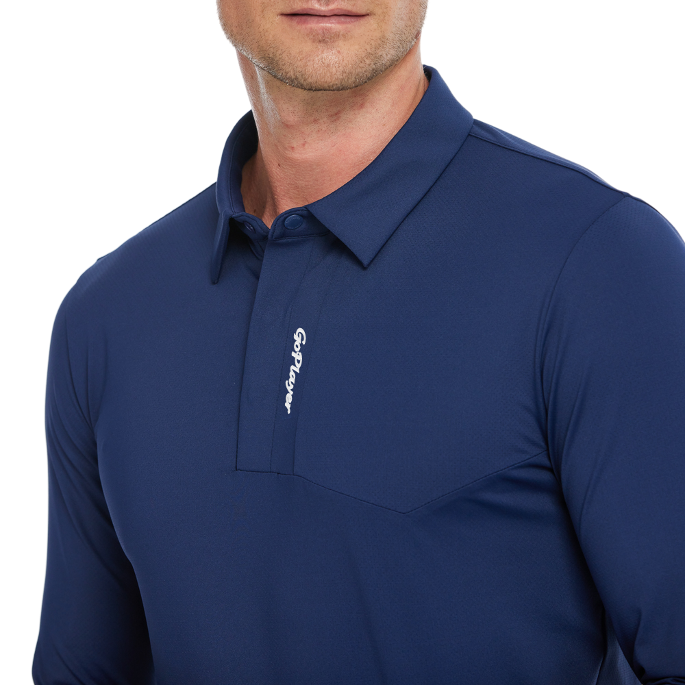 メンズ高密度通気性ラペル長袖シャツ（ロイヤルブルー）