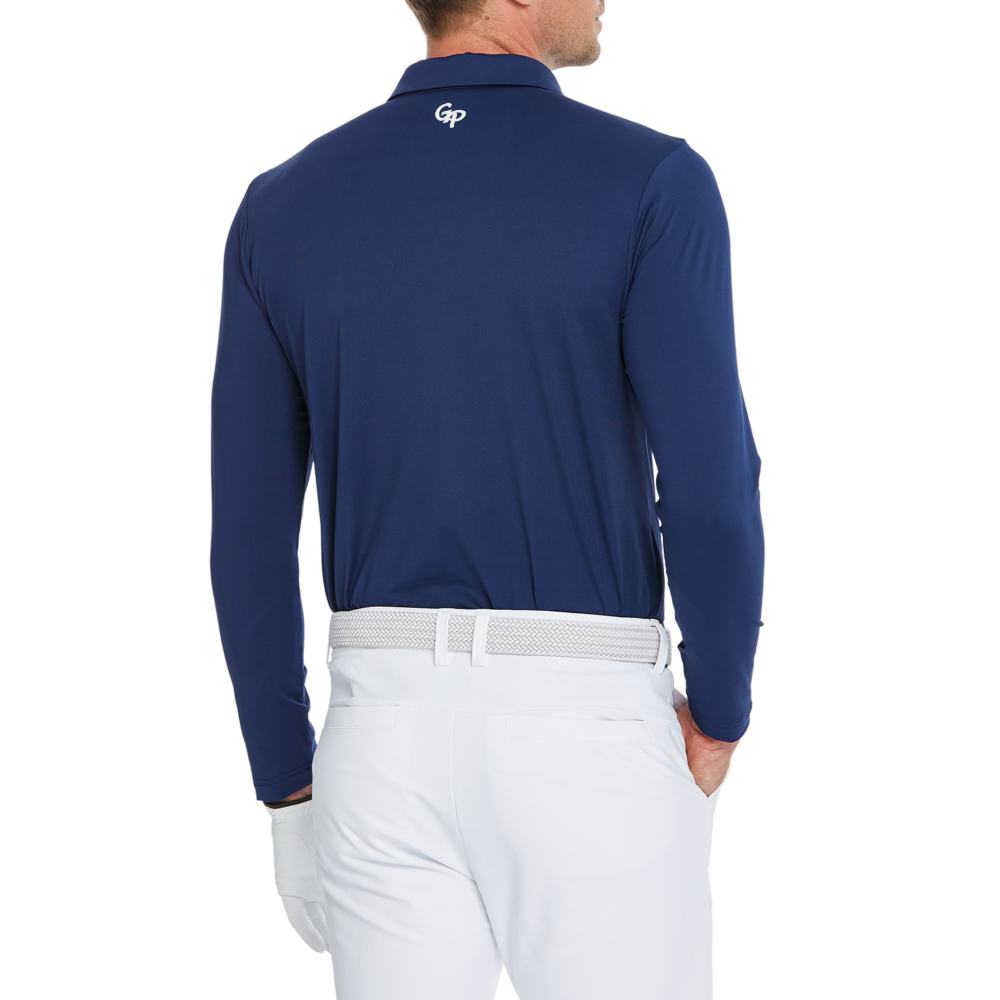 メンズ高密度通気性ラペル長袖シャツ（ロイヤルブルー）