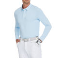 メンズ高密度通気性ラペル長袖シャツ（ライトブルー）