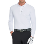 男高密透氣翻領長袖(白)