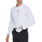 男高密透氣翻領長袖(白)