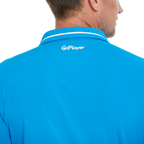 Men's cotton-feel striped collared long-sleeved shirt (colorful blue)