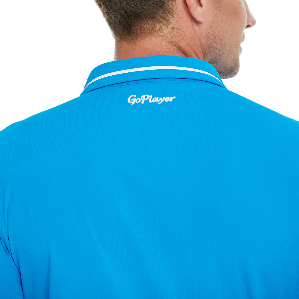 メンズコットンタッチストライプカラー長袖シャツ（カラフルブルー）